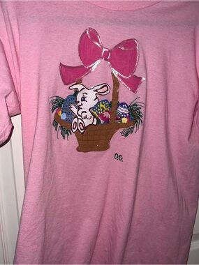 Sunbelt Pink Bunny Basket Tee with Bow Graphic